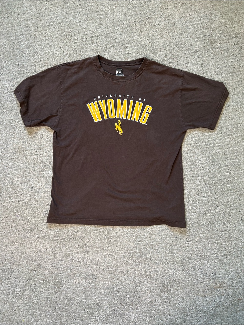 Proedge University Of Wyoming BrownYellow T-Shirt by Knights Apparel Embroidered